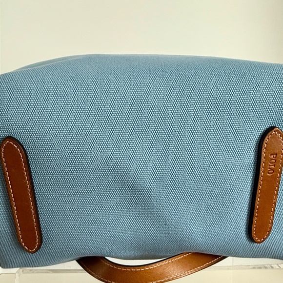 EUC POLO RALPH LAUREN Canvas Bellport Medium Tote Carolina Sky Blue - Picture 14 of 14